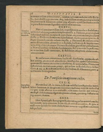 V. De Pontificio imaginum cultu.