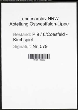 Heiratsregister Standesamt Coesfeld-Kirchspiel oder Amt
