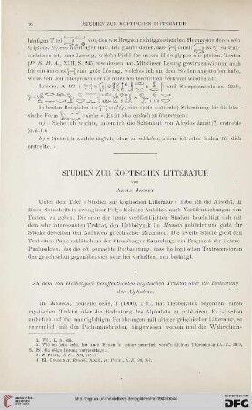 24: Studien zur koptischen Litteratur, [1]