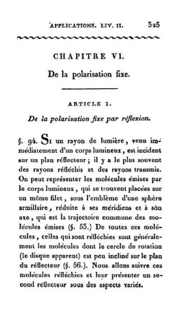 Chapitre VI. De la polarisation fixe.