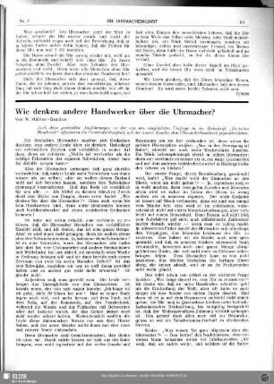 Wie denken andere Handwerker über die Uhrmacher?