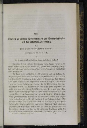 XII. Glossen zu einigen Bestimmungen des Strafgesetzbuchs und der Strafproceßordnung
