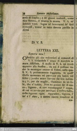 Lettera XXI. Signora mia!