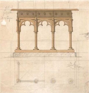 Stengel, Georg von; Altar - Grundriss, Ansicht