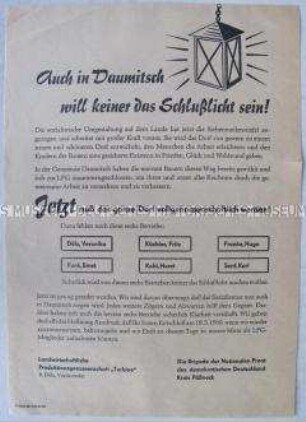 Propagandaflugblatt für die Kollektivierung in der Landwirtschaft