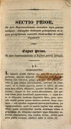 De iure repraesentationis secundum ius patrium tam antiquum quam hodiernum