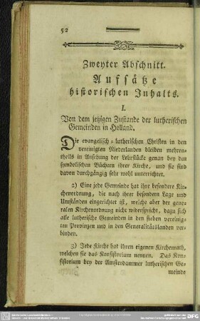 Zweyter Abschnitt. Aufsätze historischen Inhalts