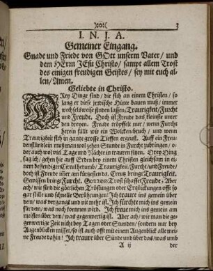 Gemeiner Eingang; Leich-Text; Besonderer Eingang; Abhandlung.