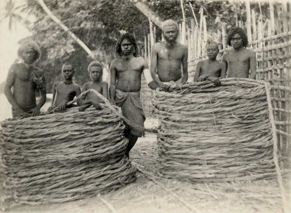 "The anchor rope made from woven cane ...."