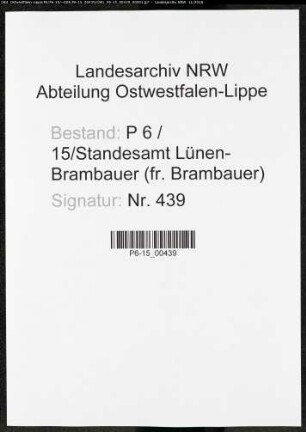 Sterberegister Standesamt Lünen-Brambauer