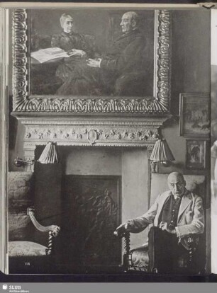Max Liebermann in seinem Haus am Pariser Platz in Berlin im Mai 1931. Das Gemälde zeigt die Eltern der Künstlers