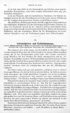 286-290, Schulmädchen und Exhibitionismus