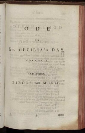 Ode on St. Cecilia's Day - The Dying Christian to his Soul, an Ode