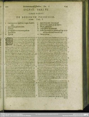Digest[orum Seu Pandectarum] Pars VI [Liber XXXVII - Liber XLIV]