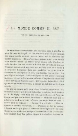 Le monde comme il est par le Marquis de Custine