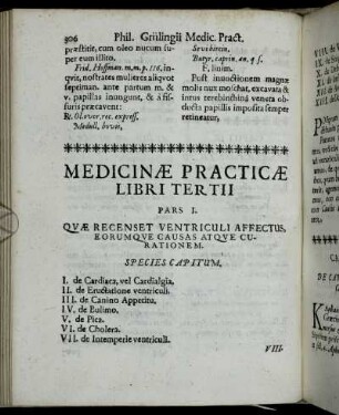 Pars I. Quæ Recenset Ventriculi Affectus, Eorumque Causas Atque Curationem.