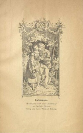 Liebespaar. Holzschnitt nach einer Zeichnung von Ludwig Richter