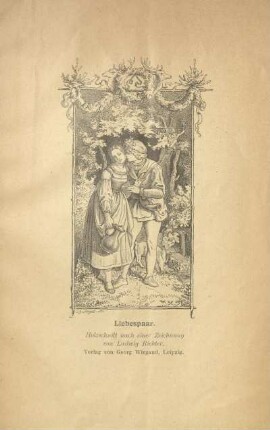 Liebespaar. Holzschnitt nach einer Zeichnung von Ludwig Richter