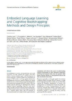 Embodied Language Learning and Cognitive Bootstrapping: Methods and Design Principles