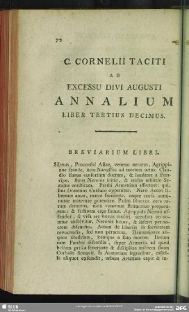 Ab Excessu Divi Augusti Annalium Liber Tertius Deciums