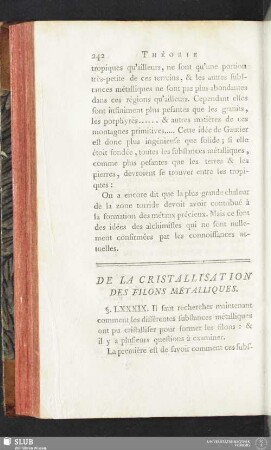 De la Cristallisation des Filons Métalliques