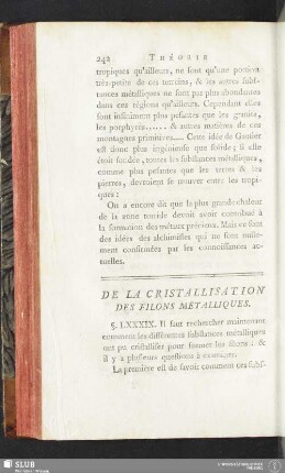 De la Cristallisation des Filons Métalliques