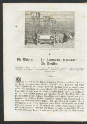 V. Die Weberei. Die Baumwollen-Manufactur. Die Gobelins.