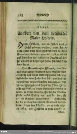 XXXVI. Anekdote von dem berühmten Maler Holbein