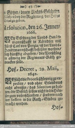 Hof-Decret, 29. Maii, 1642