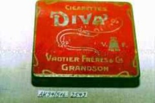 Blechdose für "CIGARETTES DIVA VAUTIER FRERES UND CIE. GRANDSON"