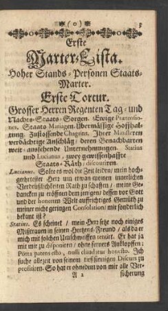 Erste Marter-Lista. Hoher Stands-Personen Staats-Marter.