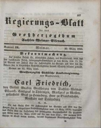 Nr. 11 : 30. März 1850