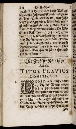 Der Zwölfte Römische Käiser. Titus Flavius Domitianus.