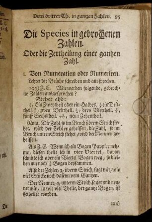 Die Species in gebrochenen Zahlen