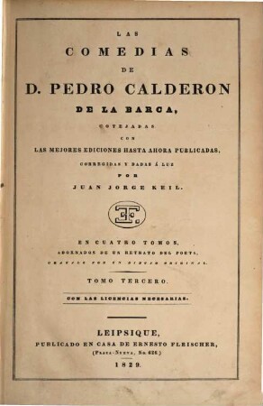 Las comedias de Pedro Calderon de la Barca : en cuatro tomos, 3