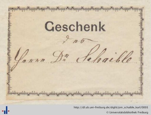 [Provenienz]: Schaible, Karl Heinrich