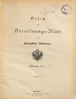 Gesetz- und Verordnungsblatt für das Herzogtum Bukowina. 1897