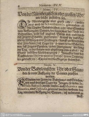 Num. IV. Von der Nürnbergischen oder grossen Uhr/wie solche zu finden sey.