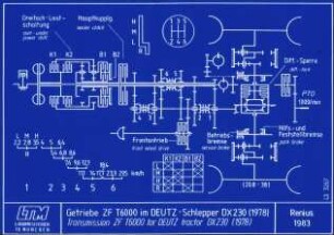 Getriiebe ZF T6000 im DEUTZ-Schlepper DX230 (1978) Transmission ZF T6000 for DEUTZ tractor DX 230 (1978)