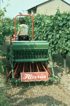 Fotografie: Allradtraktor, Sonderkulturen, Schmalspurtraktor, Kastendrillmaschine, Drillsaat