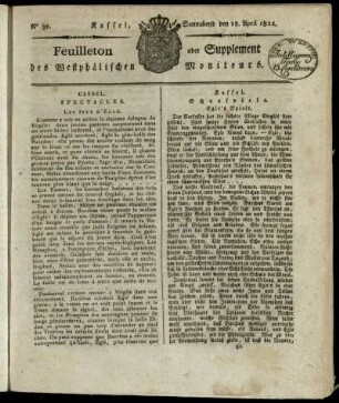 No. 32, Sonnabend den 18. April 1812