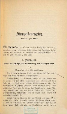 Stempelsteuergesetz : vom 31. Juli 1895 ; nebst Ausführungsbestimmungen