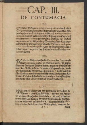 Cap. III. De Contumacia.