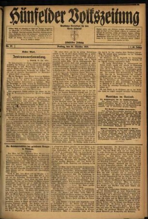Erste Ausgabe vom Freitag, den 31. Oktober 1919.
