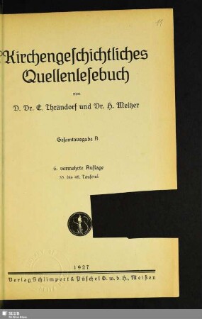 Kirchengeschichtliches Quellenlesebuch