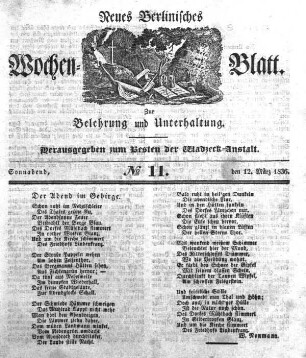 No. 11, Sonnabend, den 12.März 1836
