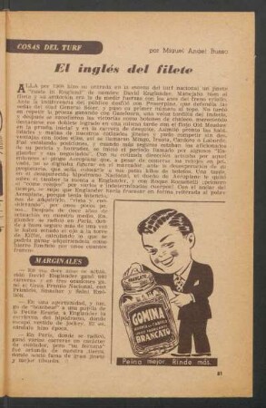 El inglés del filete : Cosas del turf
