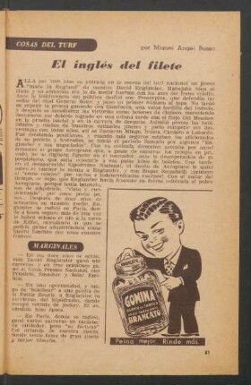 El inglés del filete : Cosas del turf