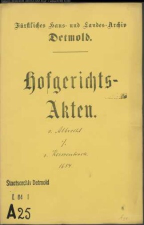 Albrecht (Alber), Johann Ernsts Vormund gegen Franz Christoph von Kerssenbrock (Kerßenbrock) zu Wierborn - Schuldforderung