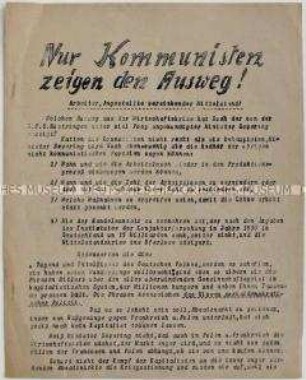 Hektografierte Propagandaschrift der KPD zur Bürgerschaftswahl in Bremen 1920